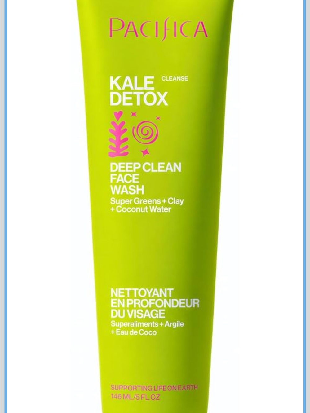 Pacifica Kale Detox Deep Clean Face Wash — Lime Green with Pink Accents